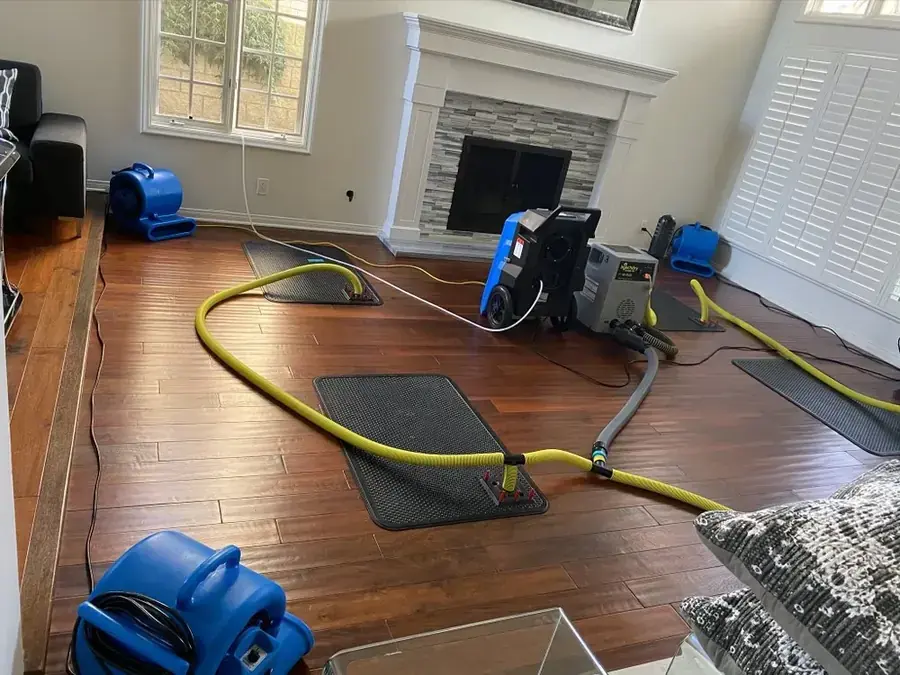 Air movers and dehumidifiers drying a Marietta, GA room